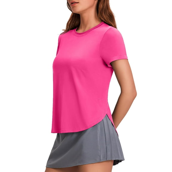 Weardear Workout Tops for Women UPF 50 Yoga Shirts Short Sleeve Athletic Tops with Side Slits Loose Fit Running Gym Tee Top