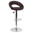 thumbnail image 1 of Contemporary Brown Vinyl Rounded Orbit-Style Back Adjustable Height Barstool with Chrome Base, 1 of 9