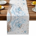 thumbnail image 2 of Burlap Table Runner 70 Inches Long,Cartoon Cats Stars Clouds Rail Orbiting Non-Slip Kitchen Table Runners for Dining Room Everyday Use Party Table Decorations Blue Birds Moon, 2 of 9