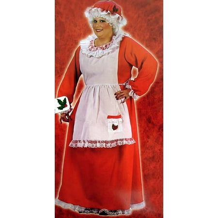 3-Piece Plush Mrs. Santa Claus Christmas Costume - Women's Adult Plus Size