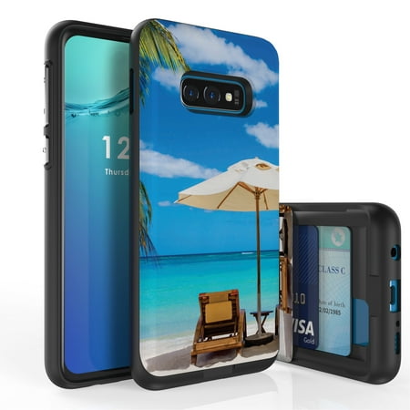 Galaxy S10e Case, Duo Shield Slim Wallet Case + Dual Layer Card Holder For Samsung Galaxy S10e [NOT S10 OR S10+] (Released 2019) Blue