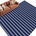 thumbnail image 3 of 6x9Ft Area Rugs Navy Blue Striped Non-Skid Rubber Backing Large Rectangle Rugs - Living Room Bedroom Home Office, Navy Blue White Farmhouse Stripes Indoor Floor Mat Carpets Washable Rug, 3 of 9