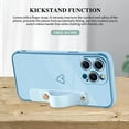 thumbnail image 4 of Compatible with iPhone 14 Pro Max Case for Women Girls,Soft TPU Cute Love Heart Plating Bumper Wristband Holder Bling Phone Case Slim Anti-Scratch Shockproof Luxury Case Cover(Sky Blue), 4 of 14