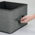 thumbnail image 4 of mDesign Foldable Fabric Bin for Cube Organizer - 4 Pack - Charcoal Gray/Black, 4 of 8