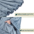 thumbnail image 3 of PAVILIA Fleece Poncho Blanket for Women |  Wearable Blanket Gift, Warm TV Shawl Sweater Cape with Pom Pom Fringe and Pockets, Cozy Gifts for Women (Dusty Blue), 3 of 7