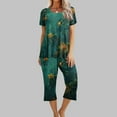 thumbnail image 2 of Atogsazn Women's Sleepwear Capri Pajama Sets Short Sleeve Two Piece Pjs Crew Neck Tops & Capri Pants with Pockets Army Green M, 2 of 7