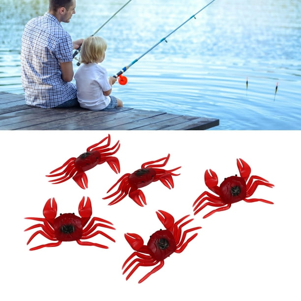 Simulated Crab Bait, 5PCS Artificial Fishing Lure Reusable Silicone  Environment Friendly For Lake Red,Luminous