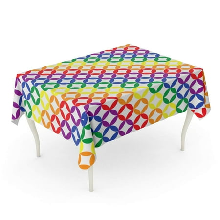 KDAGR Colorful Primary Rainbow Diamonds Pattern Abstract Bright Circle Clown Tablecloth Table Desk Cover Home Party Decor 60x84 inch