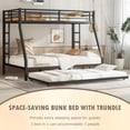 thumbnail image 3 of Bellemave Metal Bunk Bed with Trundle Twin over Full Size Bunk Bed with Guardrail and Slats Noise Reduced Metal Bunk Bed Frame for Teens, Black, 3 of 11