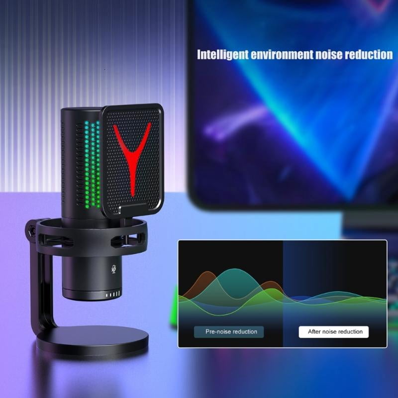 USB Condenser Microphone With Desk Stand For PC Gaming Streaming Podcasting