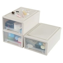 Afromy 12 Quart Plastic Desktop Organizer Drawer, 3 Pack Compact Stacking Drawer Unit