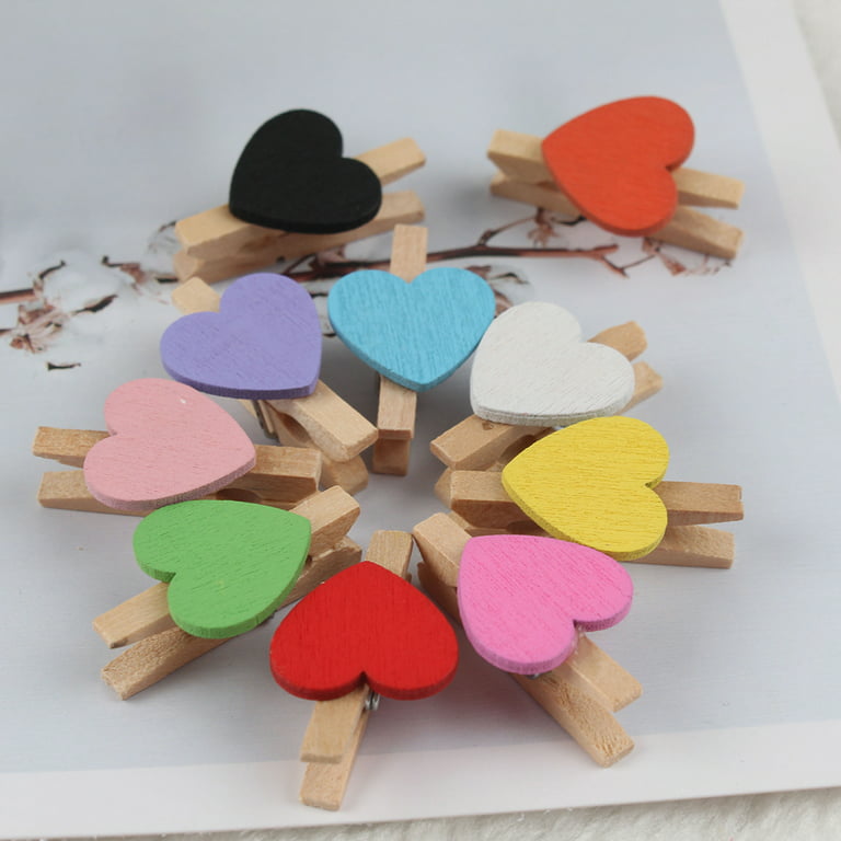 jojofuny 150 Pcs Wooden Clip Memo Photo Clips Wood Decorative Clips Picture  Clips for Photos Wooden Photo Clips Chip Clips Laundry Clothes Pin Heart