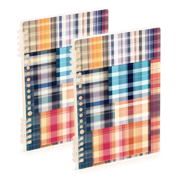 joogoo Spiral Journal Notebook Checkered Grid Pattern-a2 College Ruled Notebooks 8.3" x 5.7" 2 PCs