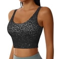 thumbnail image 2 of Fotbe Black And White Dotted Sujetador Deportivo Largo sin Aros para Mujer con Almohadillas y Soporte Medio, Transpirable y Absorbente, Camiseta Tipo Chaleco o Tank Top-Large, 2 of 8
