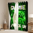 thumbnail image 3 of Feelyou Fashion Game Console Blackout Curtains Set of 2 (52x84 Each), Futuristic Green Square Window Curtains, Teens Kids Boys Girls Curtains and Drapes, Blackout Curtains Bedroom Decor, 3 of 6