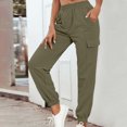 thumbnail image 2 of Lenpel Women's Cargo Sweatpants Casual Elastic High Waisted Cinch Bottom Lounge Pants Athletic Workout Joggers with Pockets, 2 of 6