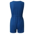 thumbnail image 5 of Workout Jumpsuits for Women Casual Shorts Button Down Sleeveless Tank Top with Pockets Rompers,Blue,2XL, 5 of 5