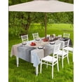 thumbnail image 4 of Fsddascl Brown Beige Color Blocks Outdoor Tablecloth - 60x84 Inch Rectangle Dining Table Cover, Abstract Oil Painting Art Waterproof Outdoor Table Cloth with Umbrella Hole & Zipper for Picnic/Patio, 4 of 7