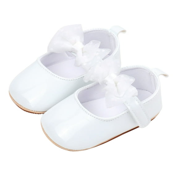 Otqutp Toddler Girls Mary Janes Patent Leather Shoes Princess Flats for Girls Soft-Soled Flat Shoes Cute Bow First Walkers