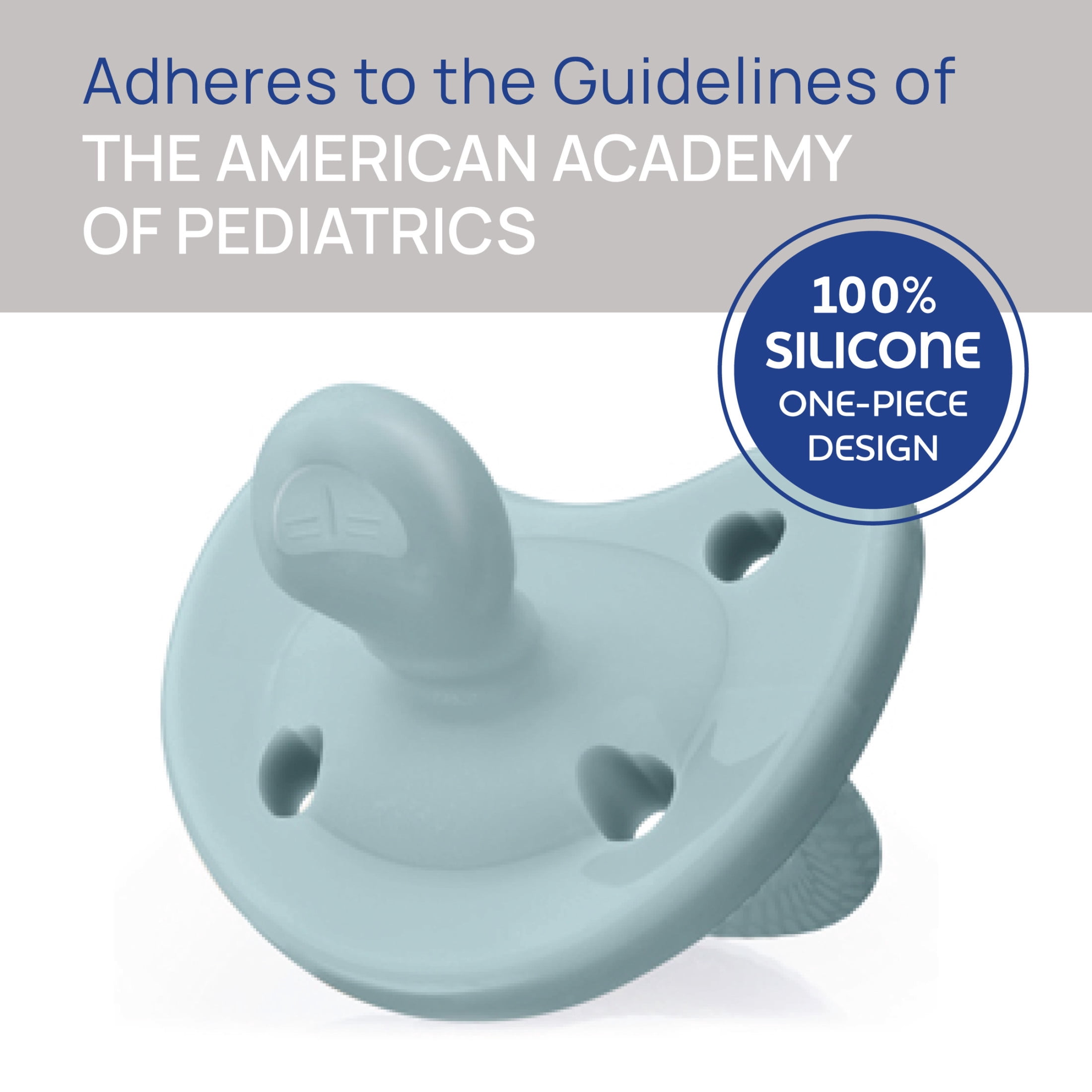 Chicco PhysioForma® Luxe One-Piece Silicone Pacifier, 6-16 Months, 2pk - Coastal Blue, New