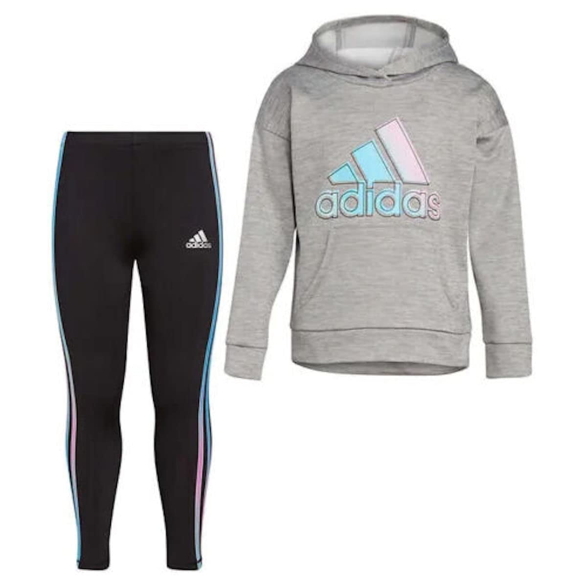 Adidas Girl's Youth Black Blue Colorblock Active Casual Leggings Size 14