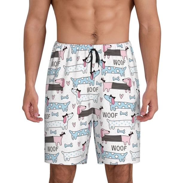 Fotbe Dachshund Dog Puppy Pantalones Cortos de Pijama para Hombre, Ropa de Dormir, Pantalones de Pijama Cortos para Hombre-4X-Large