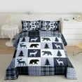 thumbnail image 2 of Feelyou Farmhouse Moose Bear Full Size Comforter Sets, Retro Blue Stripes Buffalo Bedding Comforter Set, Rustic Tree Botanical Reversible Bedding Sets, Luxury Bedroom Decor, 3pcs, 2 of 8