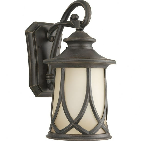 Progress Lighting Resort 1-Light Medium Wall Lantern, Aged Copper, Umber Tint Glass Shade