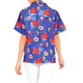 thumbnail image 2 of HAPPY BAY Women's Casual Beach Hawaiian Shirt Summer Blouse Short Sleeve Button Down Dress Tops Tee Shirts Blouses for Women XL Valentine Hearts, Blue, 2 of 4