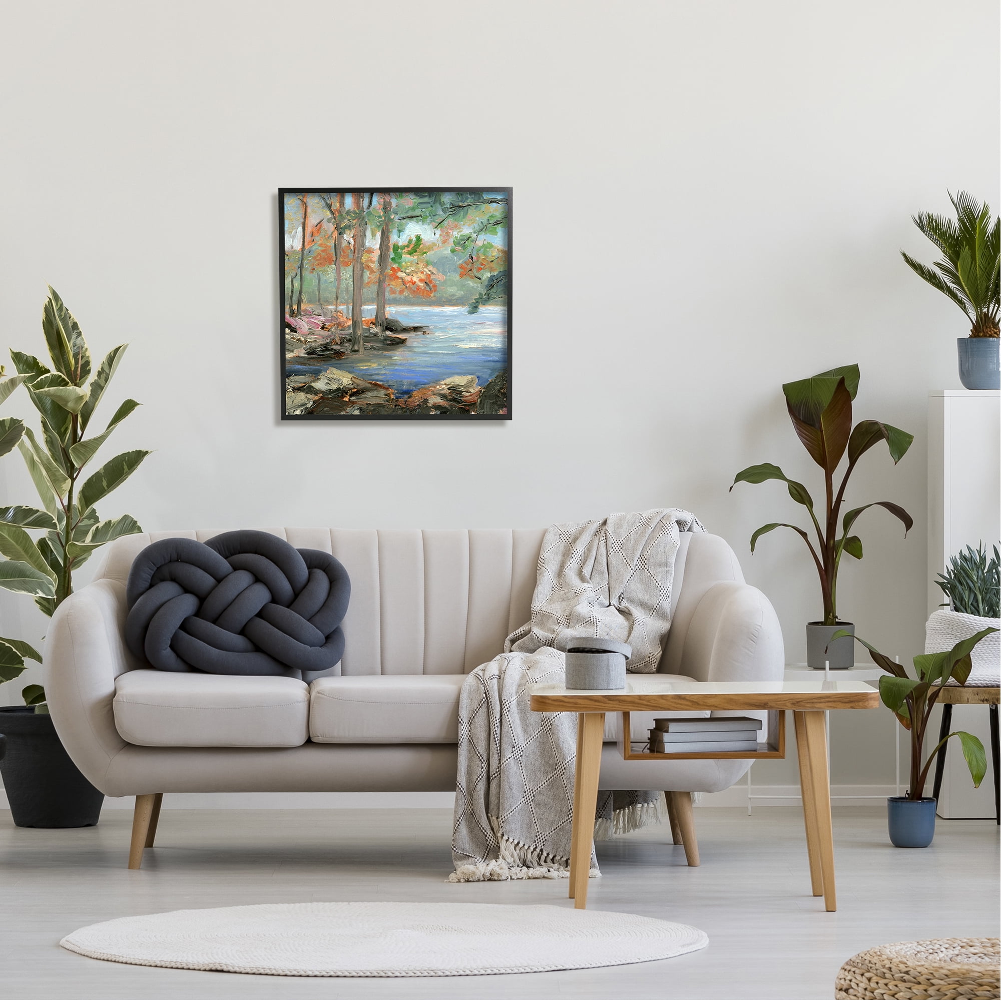 Stupell Woodland Creek Looming Trees Landscape Painting Black Framed Art Print Wall Art