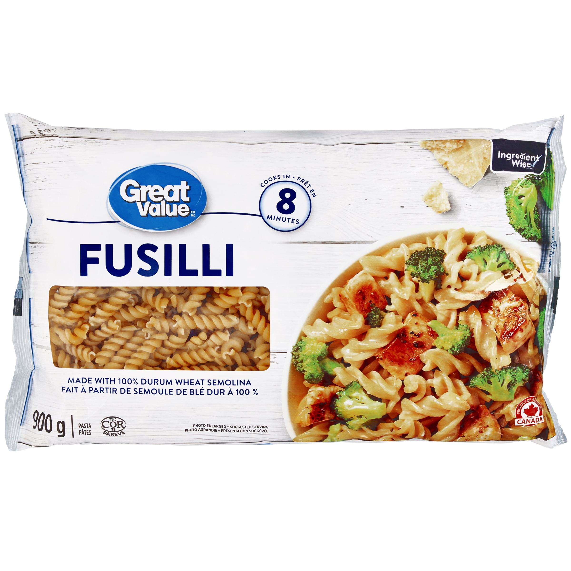 Great Value Fusilli Pasta, 900 g