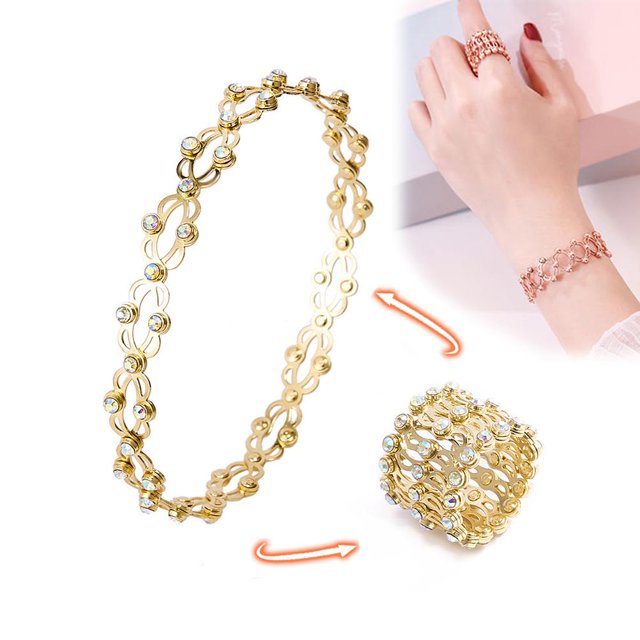 Anillo Retráctil 2 En 1, Pulsera De Cobre De Deformación Ajustable, Regalo De Joyería Para Aniversario De Cumpleaños Sweethay AP007437-02