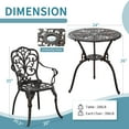 thumbnail image 3 of Withniture 3-Piece Bistro Table and Chairs Set of 2 Outdoor Furniture Patio Bistro Set, Bronze, 3 of 9