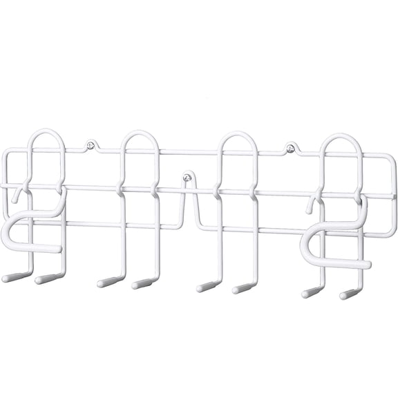 3462 Broom & Mop Holder for Wall or Door Mount, Durable White Metal Steel