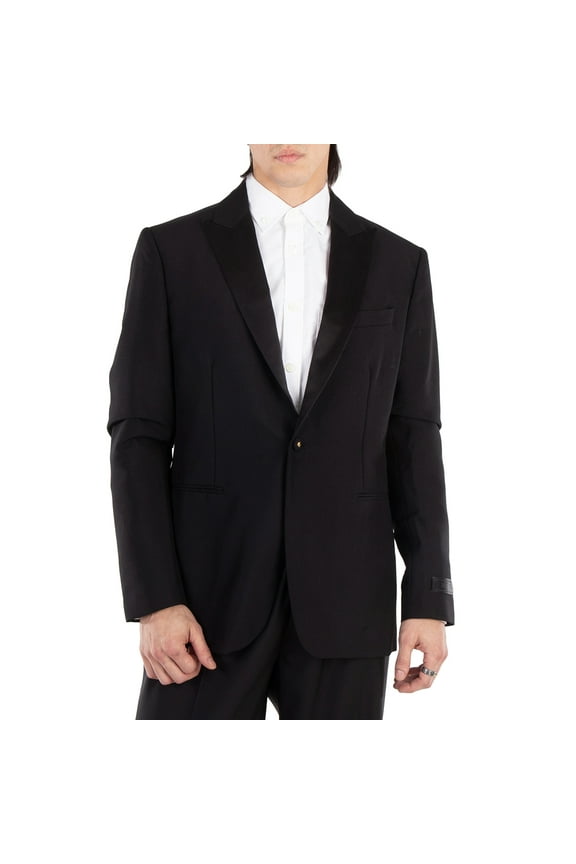 Satin-Trim Single-Breasted Blazer, Brand Size 50 (US Size 40)
