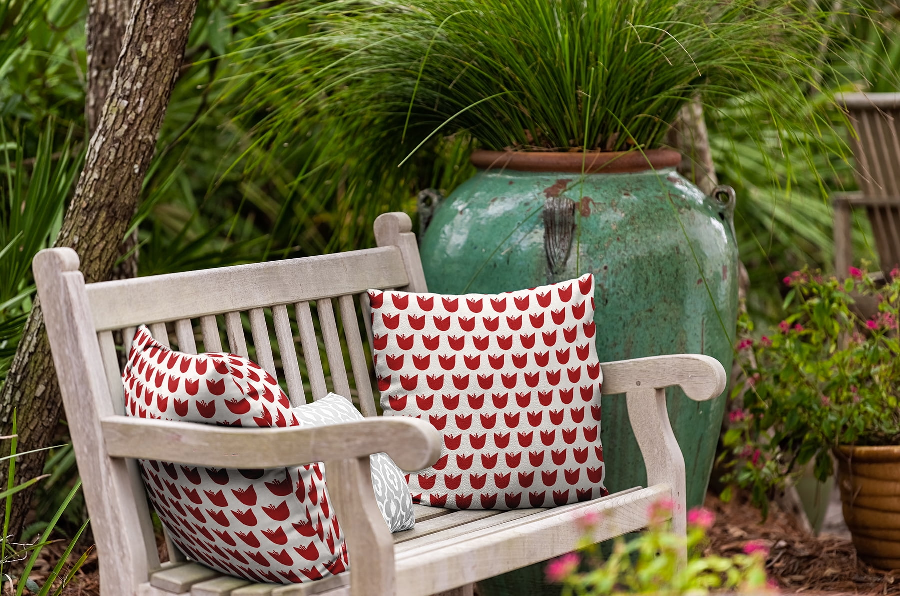 18"x18" Simply Daisy Simple Tulip Design Poly Indoor/Outdoor Pillow, Red Qty 1