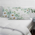 thumbnail image 3 of Eucalyptus Leaves Pillow Covers, Linen Long Throw Pillow Case, Daisy Spring Floral Botanical Wooden Holiday Pillow Protector Decorative Cushion Cover for Living Room/Bedroom 20" x 36", 3 of 8