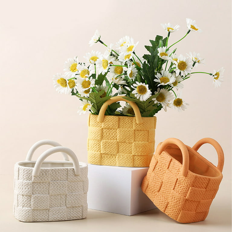 Yuedong Ceramic Tote Bag Vase Handbag Stylish For Wedding Holiday  Handcrafted Beautiful Hydroponic Flower Pot 