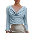 thumbnail image 3 of Women's Casual Loose Fit Long Sleeve Button Down Shirt Blouse Top Solid Color Soft Comfortable Business Casual Work Office Vacation Travel Outfits Fashion Essential Gift for Women, 3 of 9