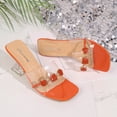 thumbnail image 6 of Xdegoge Womens Clear Heels Sandals Plus Size Open Toe Summer Beach Shoes Transparent Strap Dressy Slippers Strolling Walking Ladies Party Slides, 6 of 9