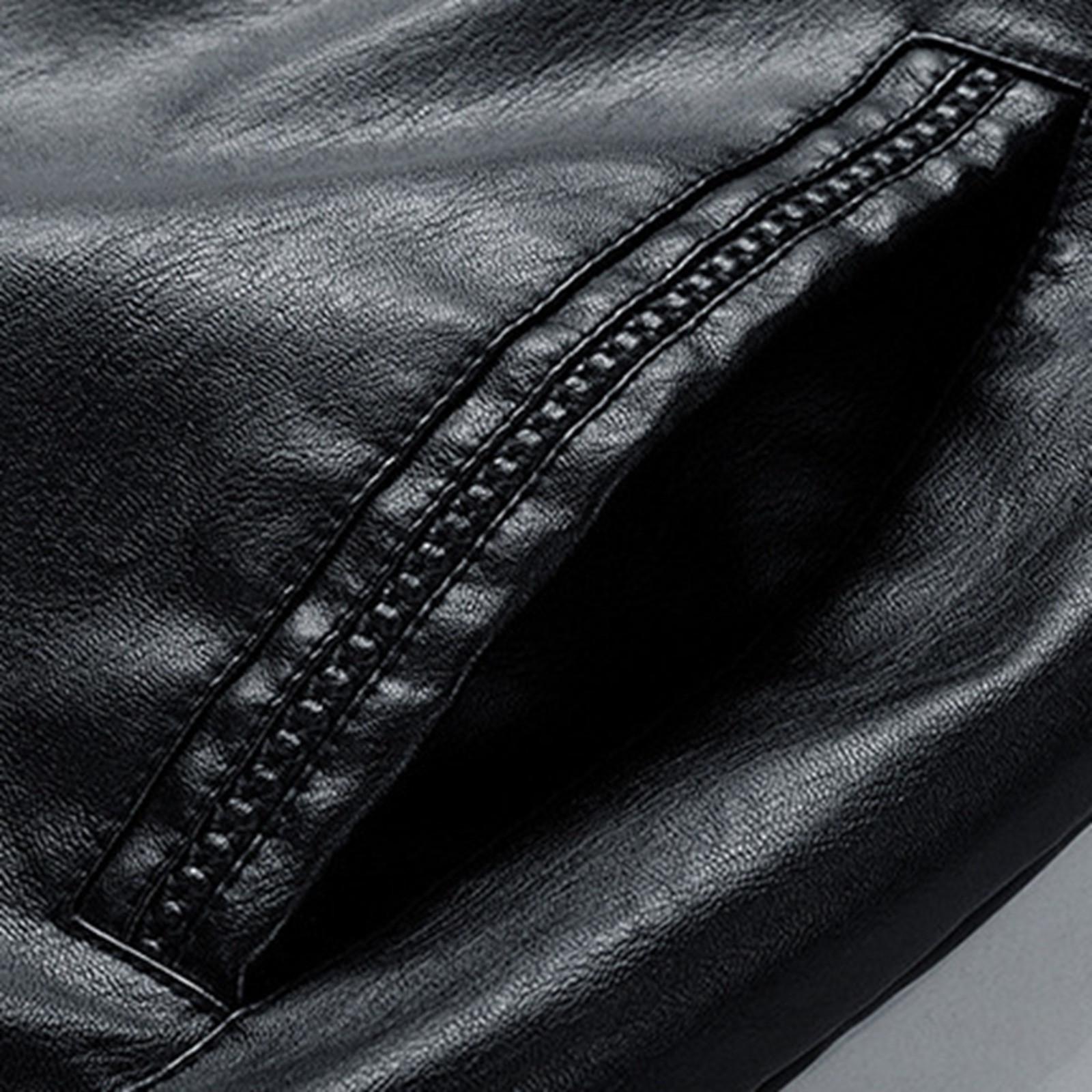 Durtebeua Long Sleeve Leather Jacket Solid Color Loose Thick Leather Coat Mens Leather Jacket Tall