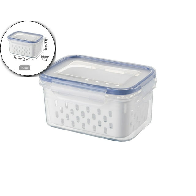 Dvruxg Fridge Produce Storage Containers, Draining Colander Bins, Stackable Fresh Food Keepers for Kitchen Organization & Refrigerator Use