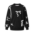 thumbnail image 6 of Lutiedan Christmas Bow Sweater for Girls Cute Crew Neck Knit Sweater Kids Long Sleeve Holiday Pullover Size 5-16,Black, 6 of 8