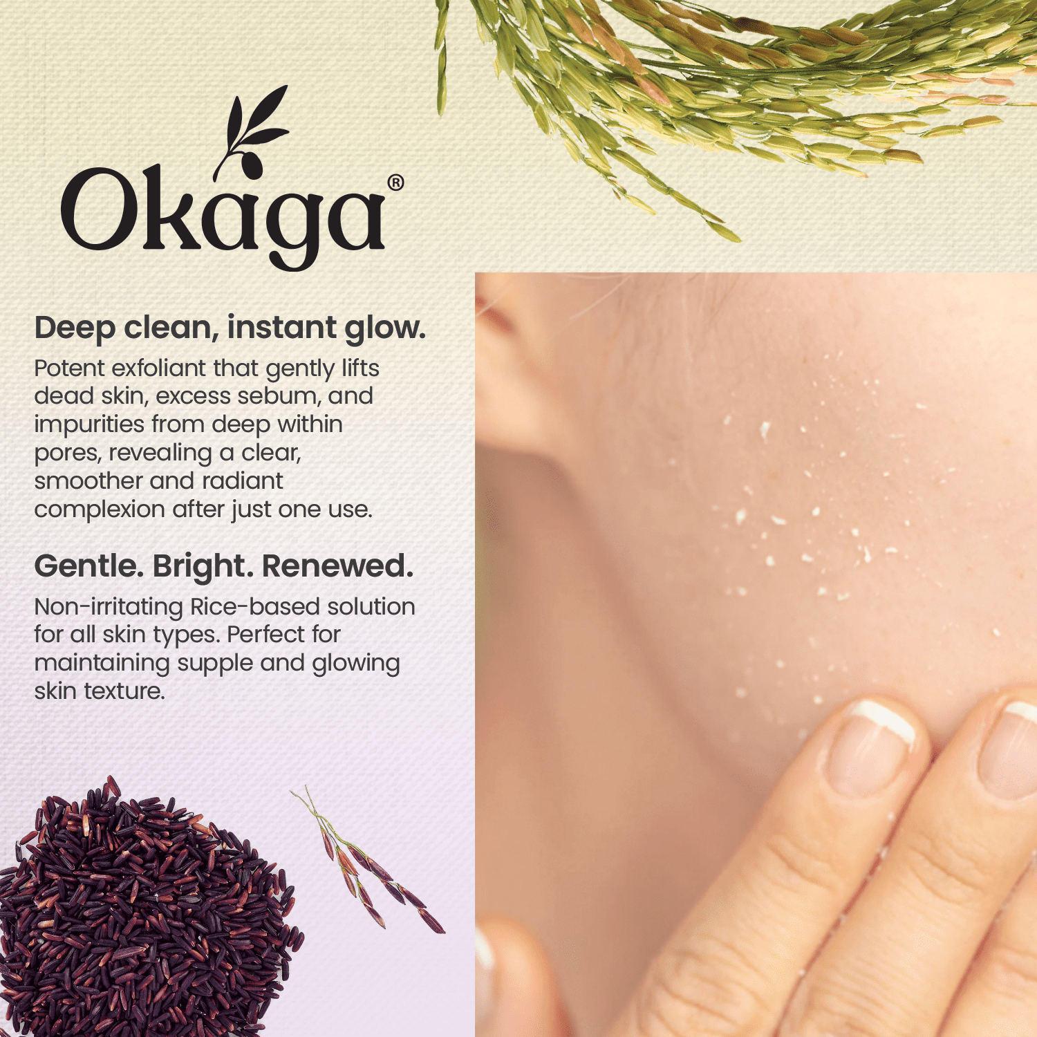 Okaga Peel Shot Duo, Black & White Rice Exfoliant Skincare Set for Face, Gentle Daily Glow Peel & Advanced Peel Shot, Removes Dead Skin for a Smooth, Radiant & Brighter Complexion for All Skin Types