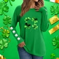 thumbnail image 4 of Erwazi Women's St Patrick's Day T-Shirt Green Long Sleeve Crewneck Shamrock Tees Tops, 4 of 6
