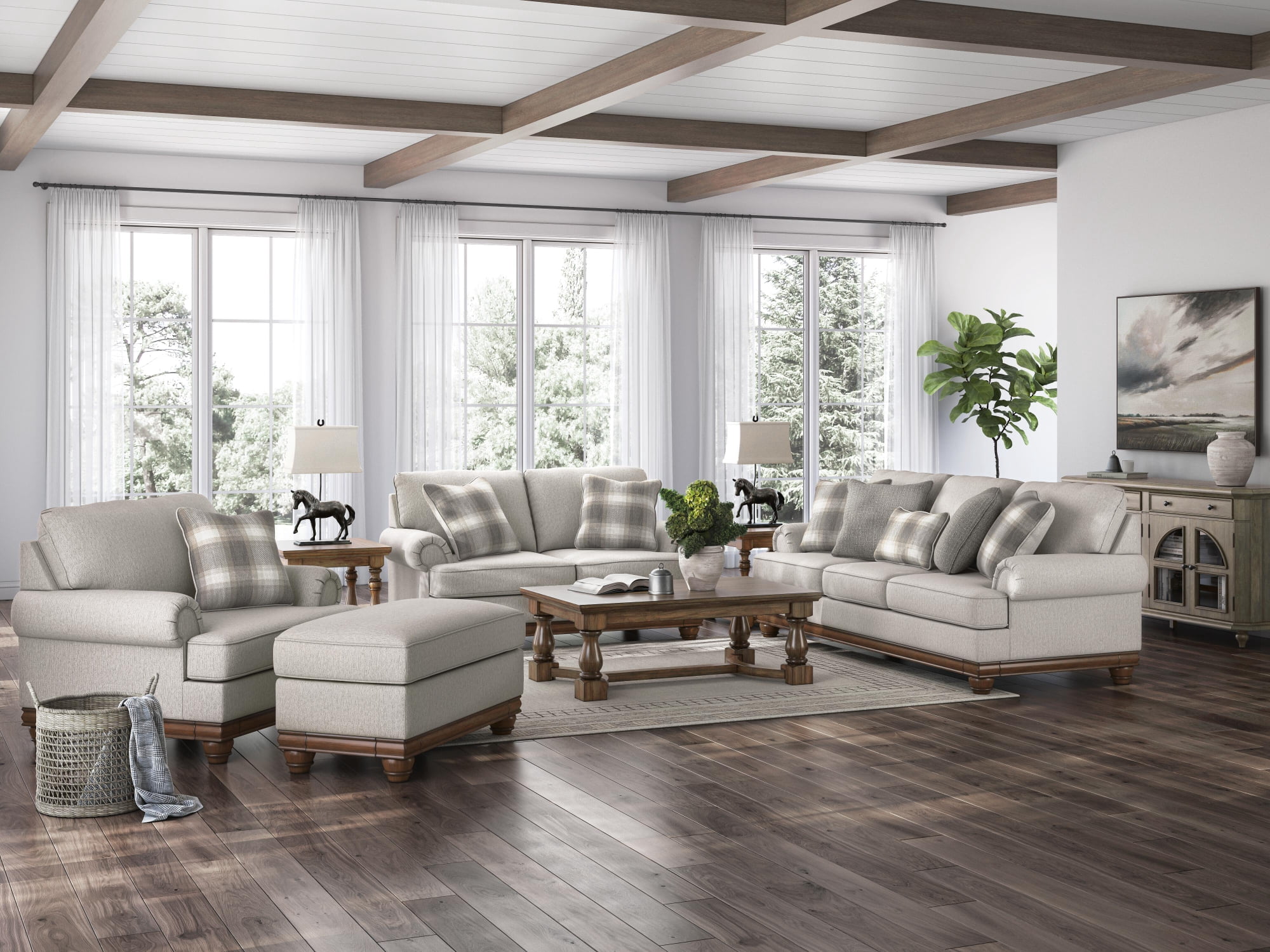 Signature Design by Ashley Meadowview Ottoman, Textured Polyester Upholstery, Sandstone