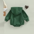 thumbnail image 2 of Zehjuhan Toddler Baby Boy Girl Solid Color Long Sleeve Hooded Sweatshirt Romper Snap Bottom Fall Winter Clothes Green，9-12M, 2 of 5