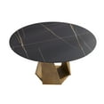 thumbnail image 5 of 59.56" Round Dining Table With Stain Sintered Stone Surface & Bronze Iron Base, Black, For 6-8, Room Delight Black Solid Desktop Stable Metal Accommodates Modern Enchanting, 5 of 6