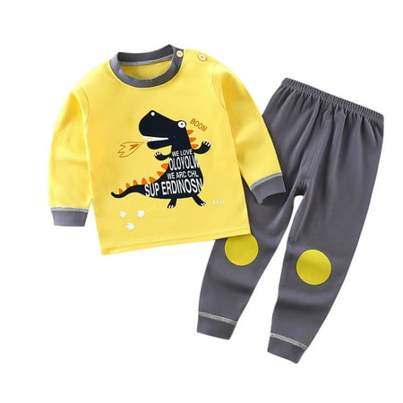 

fnhpitd Toddler Kids Baby Boys Girls Long Sleeve Cartoon Tops Pj’s Pants Sleepwear Pajamas Outfits Set 2PCS Boys Clothes Pajamas 6t Boys