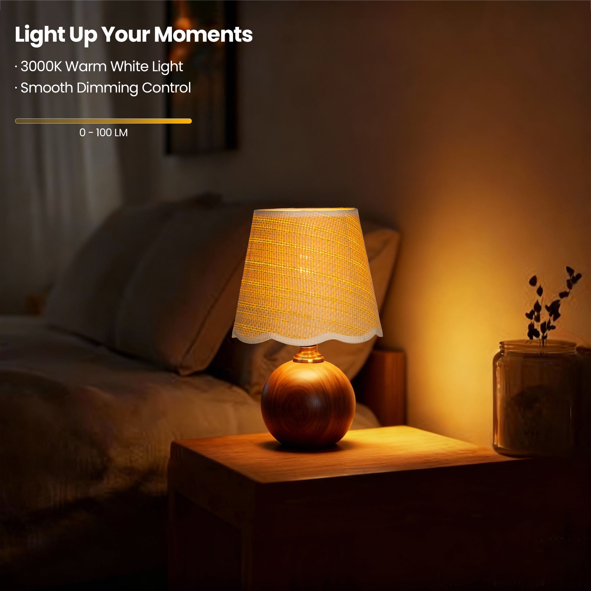 URLIGHTS Table Lamp with Wooden Base Fabric Lampshade,Desk Bedside Small Lamps with 6ft Power Cord, 110V Plug, Dimmable E26 Socket (Bulb Included) for Living Room Night Stands Bedroom
